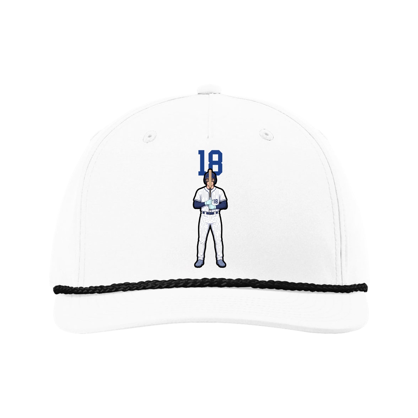 Five-Panel Classic Rope Cap — Number Top in White