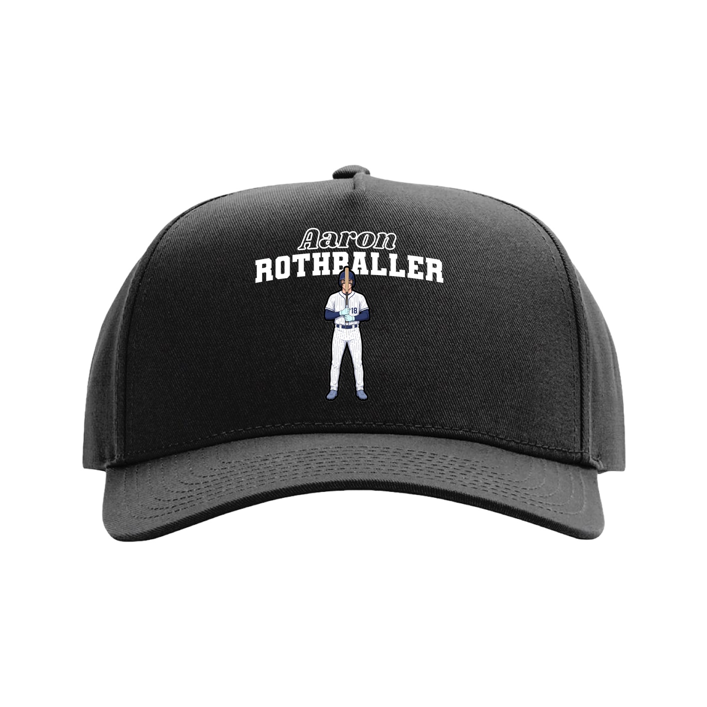 Full Fabric Five-Panel Champ Cap — Name Arch in Black