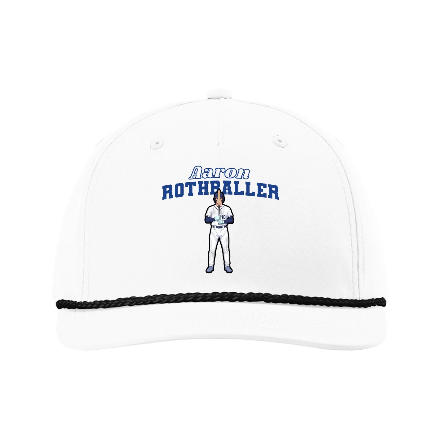 Five-Panel Classic Rope Cap — Name Arch in White