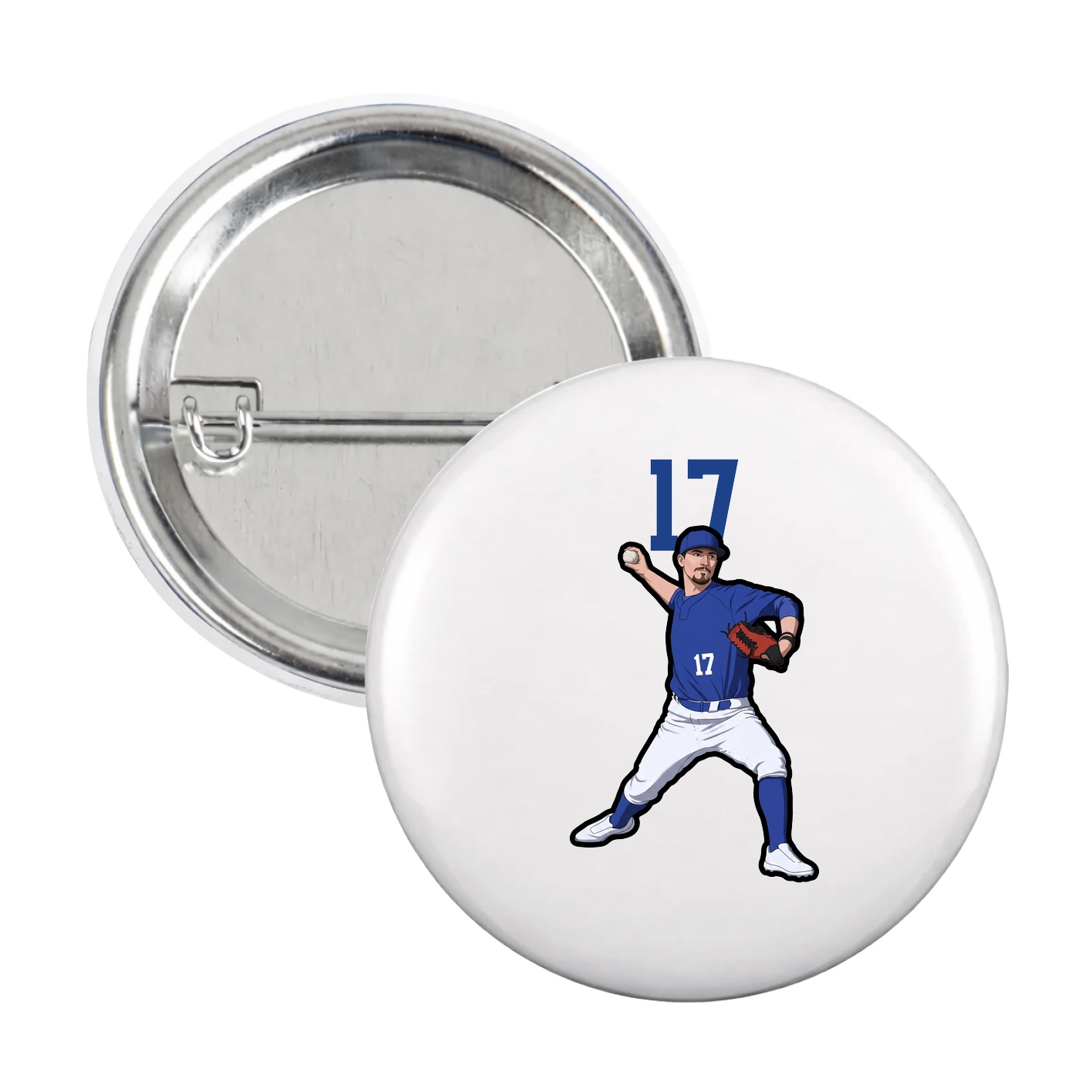Game Day Button — Number Top in White