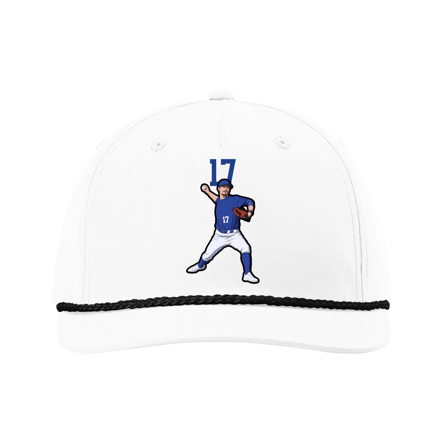 Five-Panel Classic Rope Cap — Number Top in White
