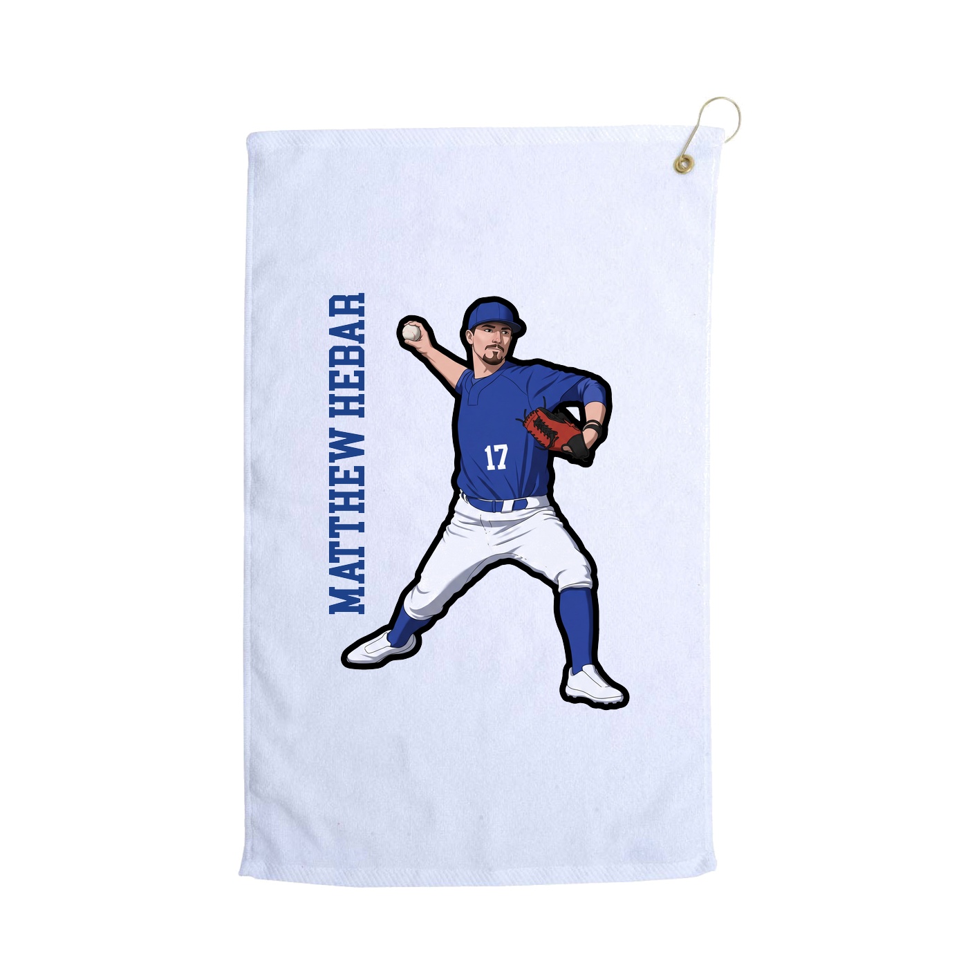 Golf Towel — Name Vertical in White
