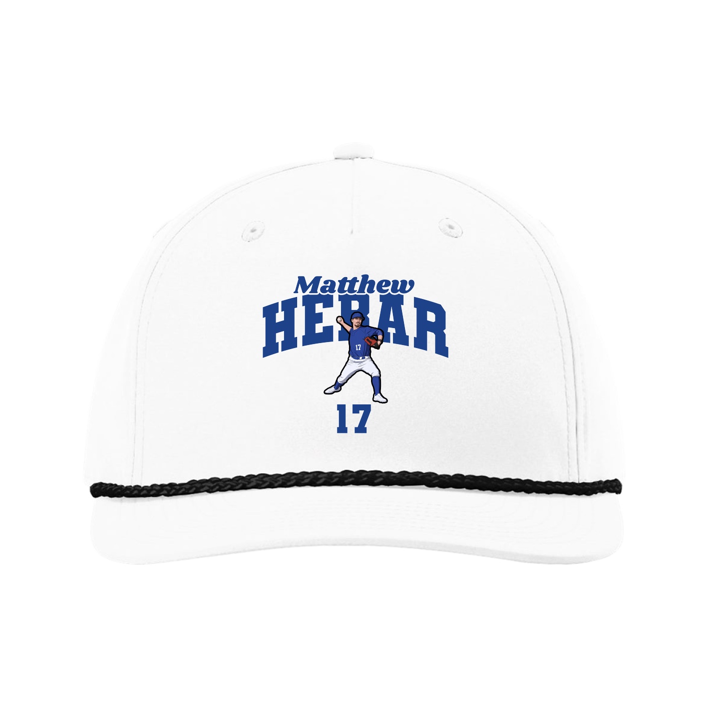 Five-Panel Classic Rope Cap — Signature Arch in White
