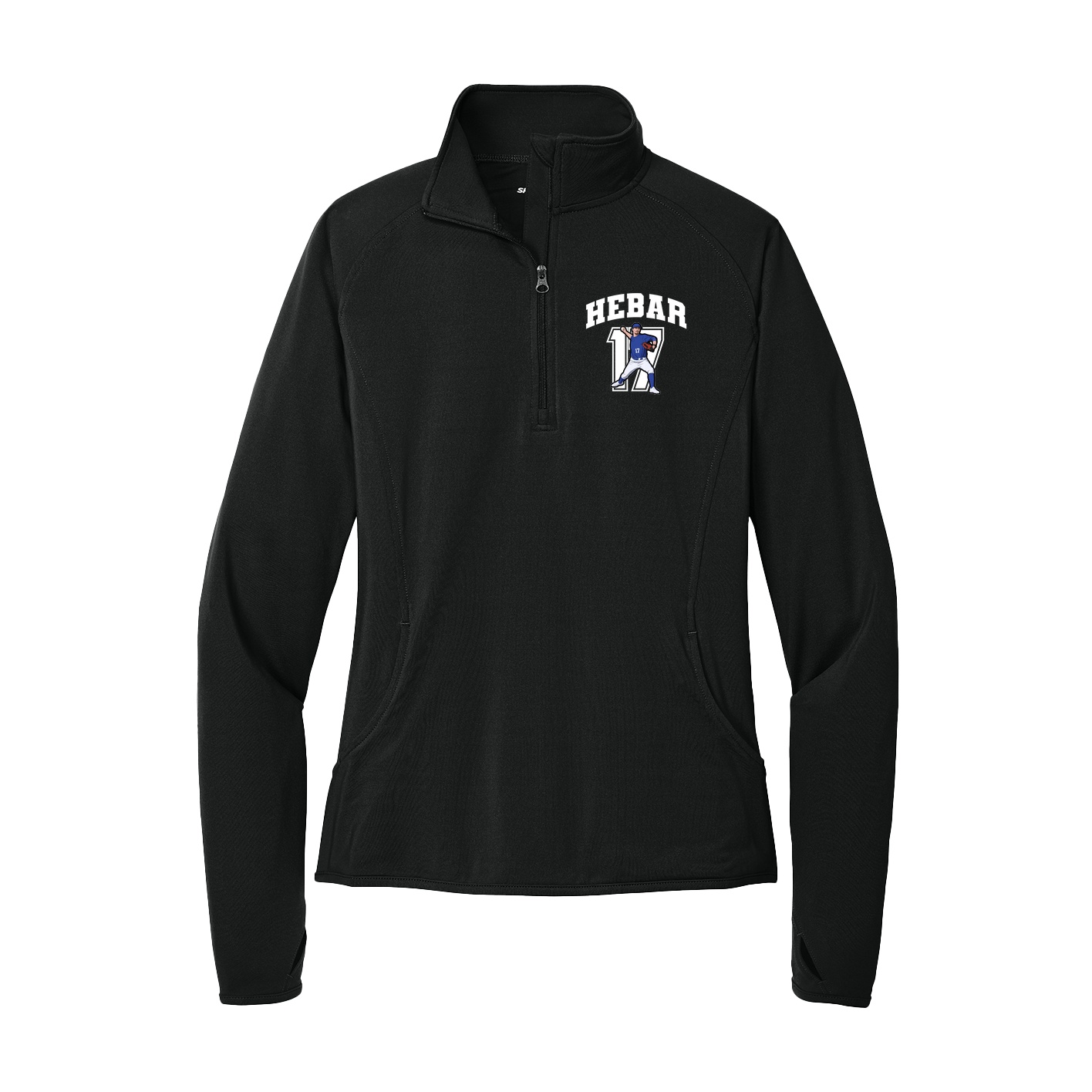 Women's Q-Zip Pullover — Number in Black