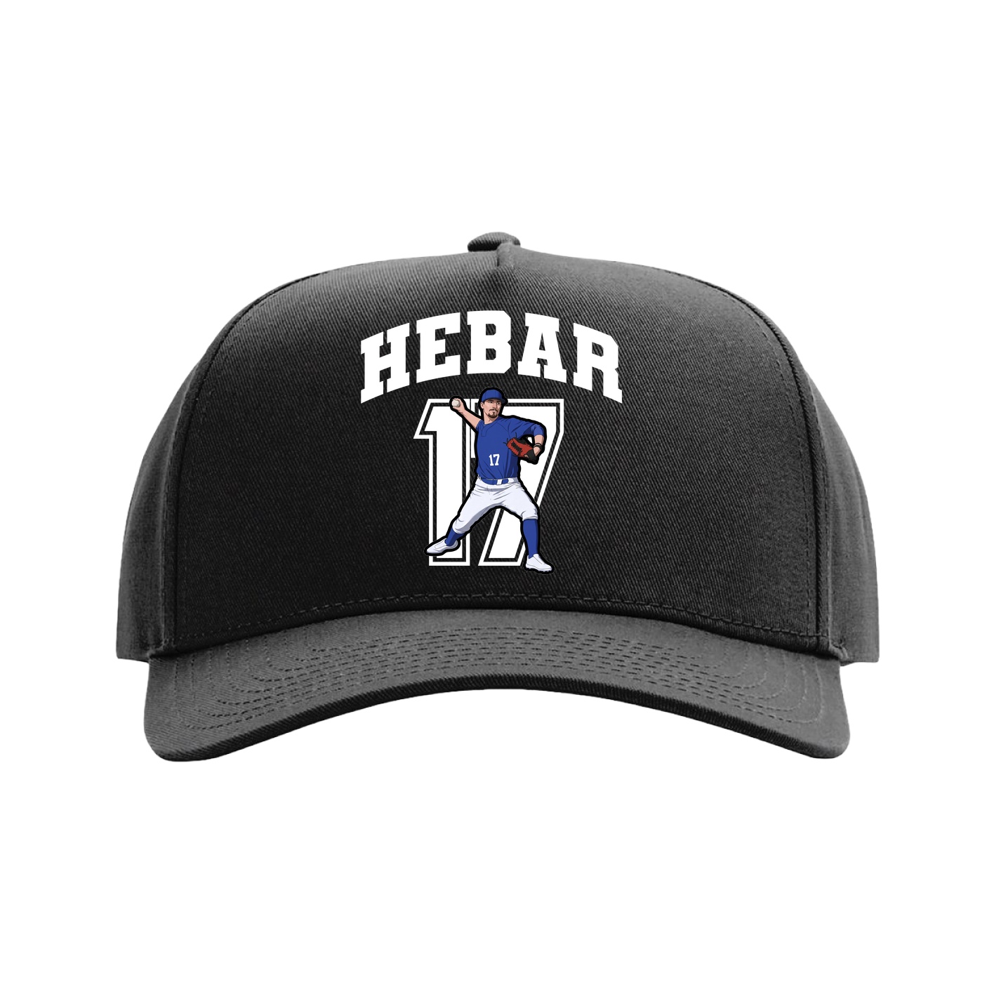 Full Fabric Five-Panel Champ Cap — Number in Black