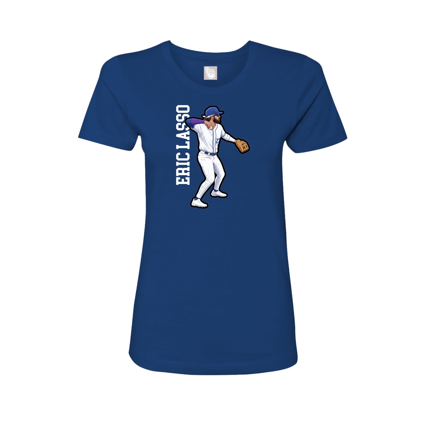 Fitted Women's Tee — Name Vertical in Royal