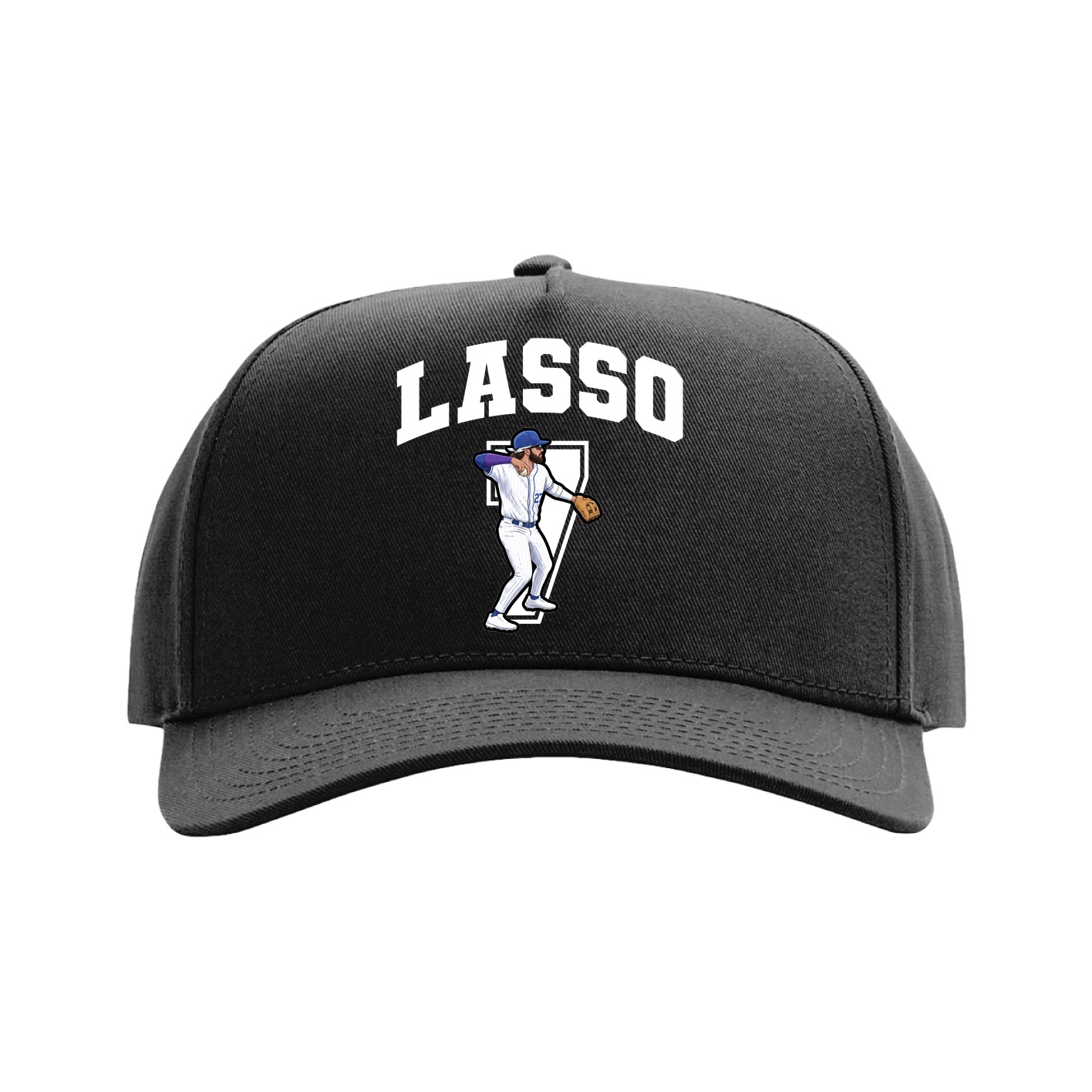 Full Fabric Five-Panel Champ Cap — Number in Black