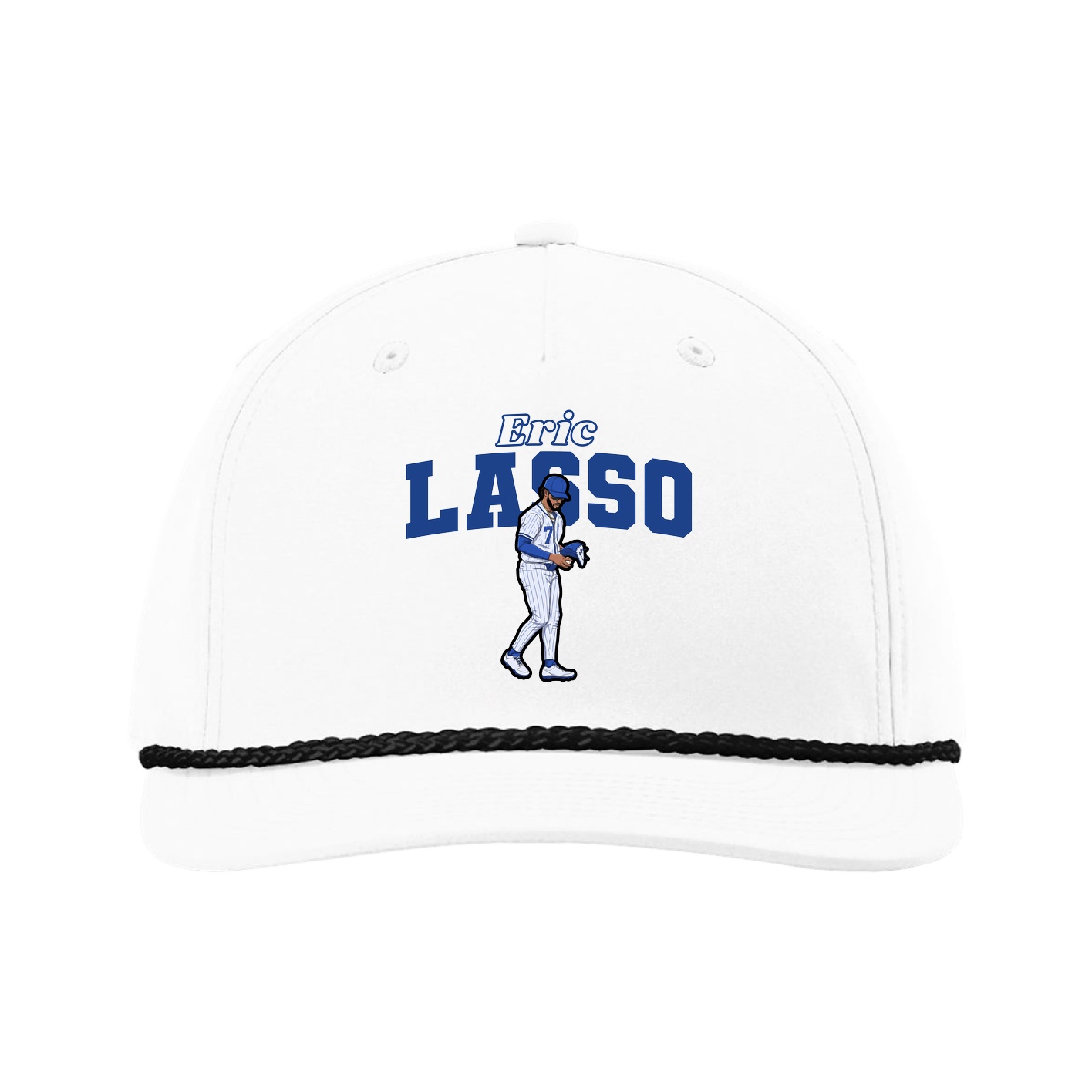 Five-Panel Classic Rope Cap — Name Arch in White