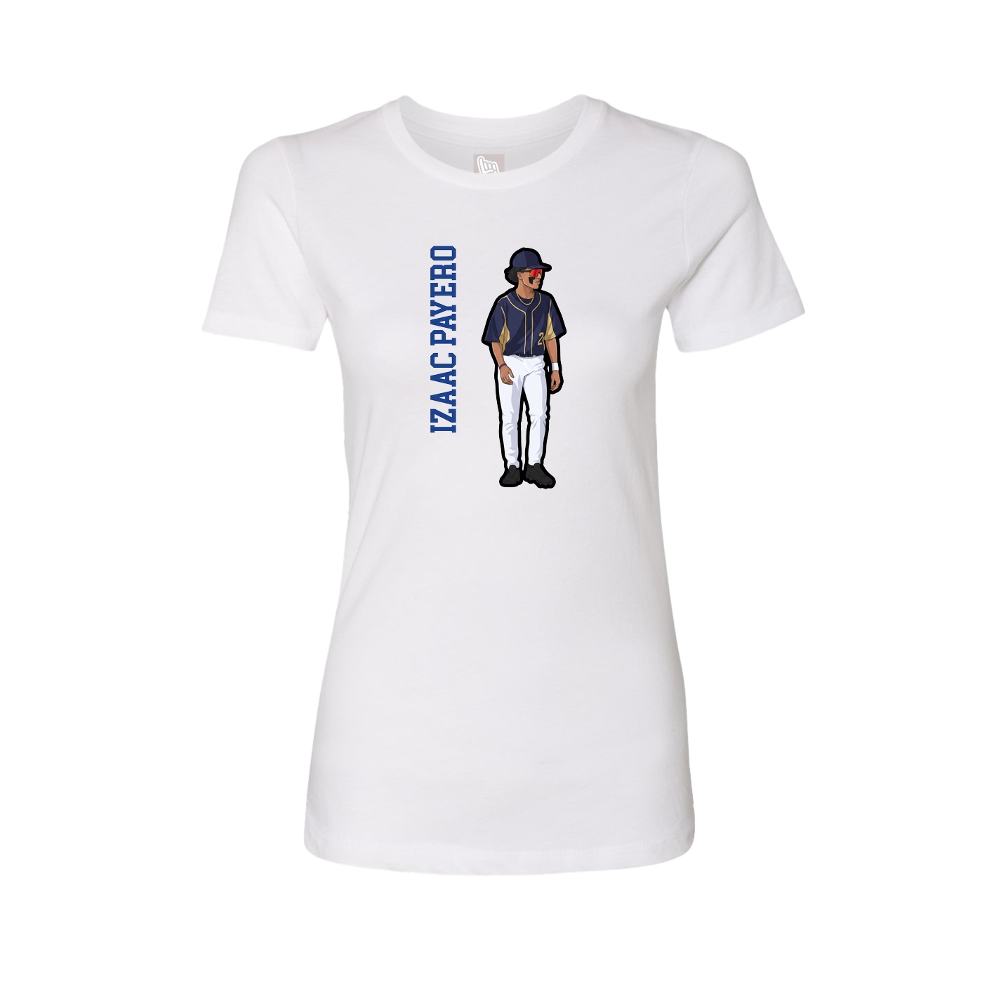 Fitted Women's Tee — Name Vertical in White