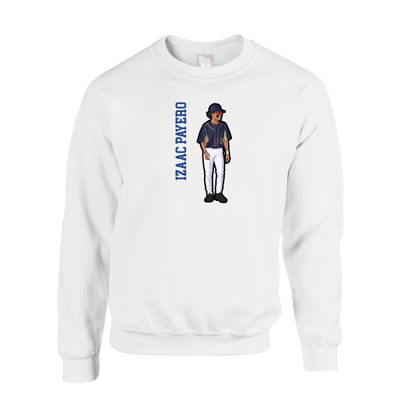 Fleece Crew — Name Vertical in White