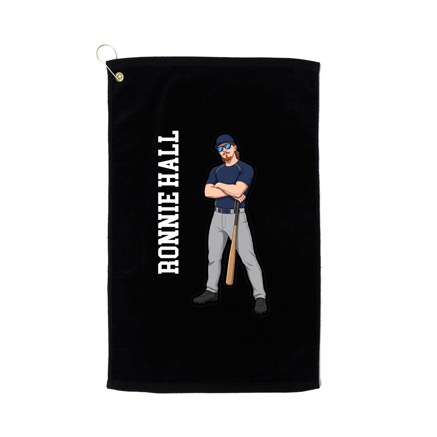 Golf Towel — Name Vertical in Black