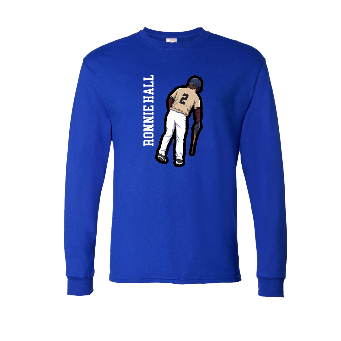 Long Sleeve Tee — Name Vertical in Royal