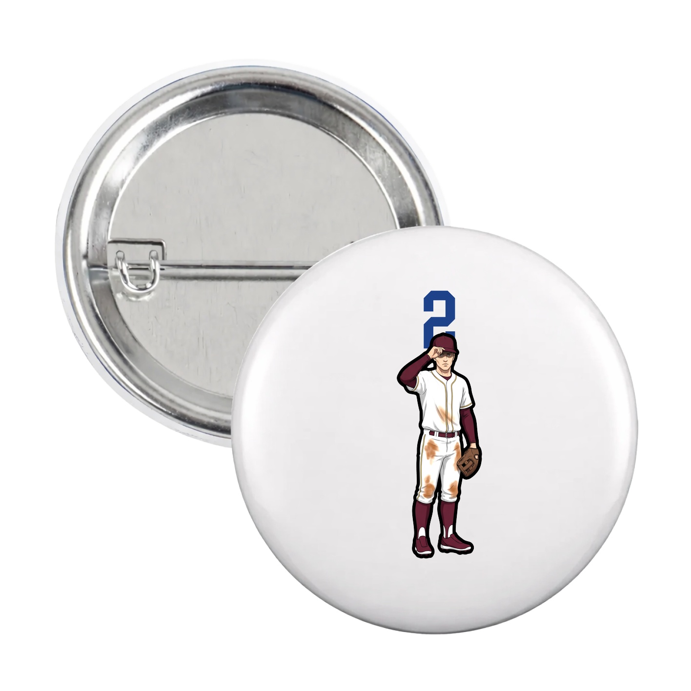 Game Day Button — Number Top in White