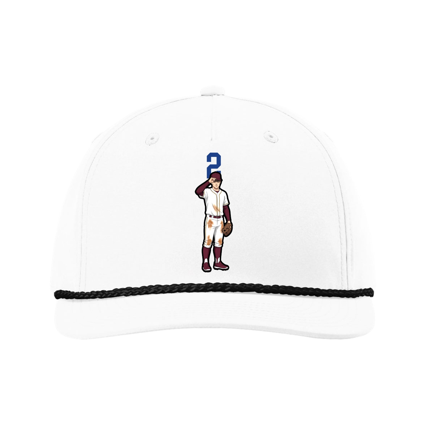Five-Panel Classic Rope Cap — Number Top in White