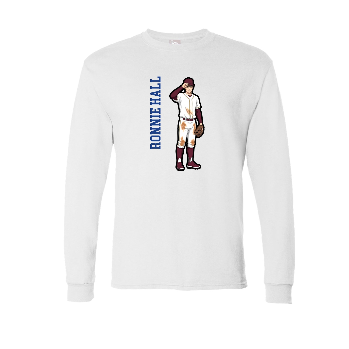 Long Sleeve Tee — Name Vertical in White