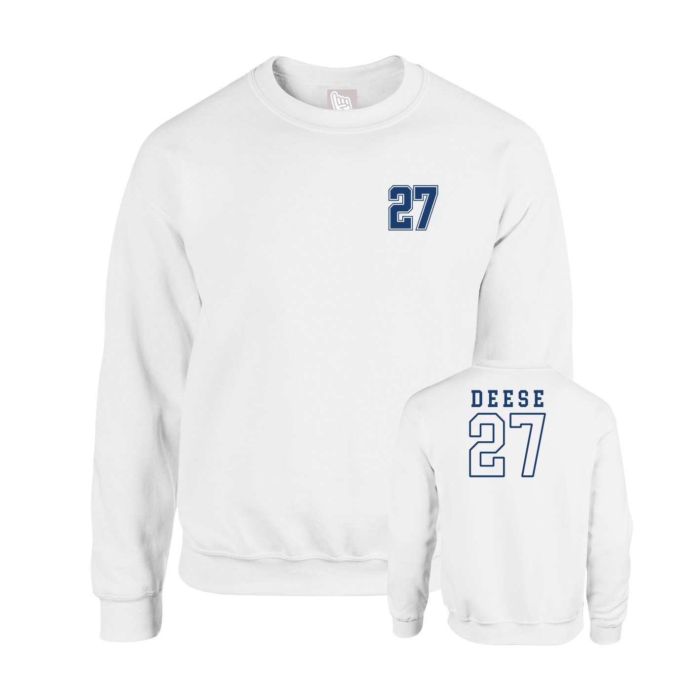 Fleece Crew — Chest Back in White