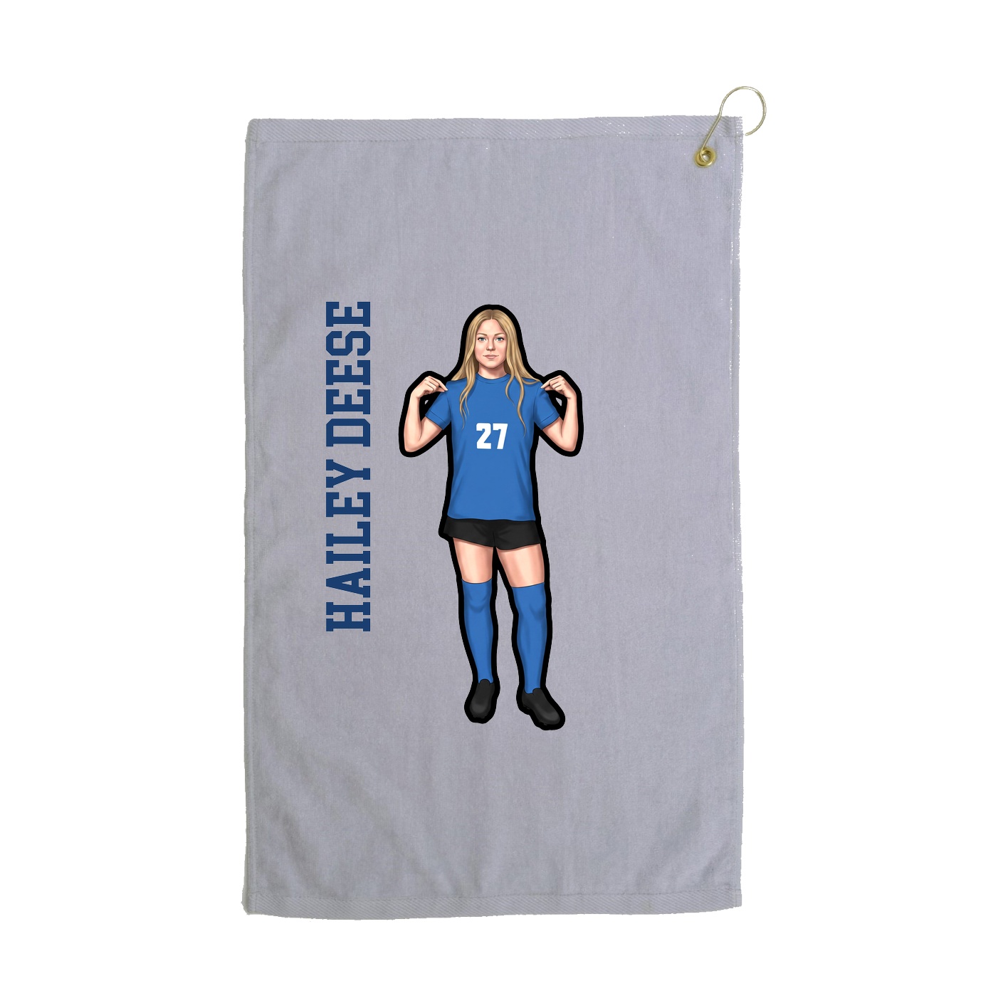 Golf Towel — Name Vertical in Grey