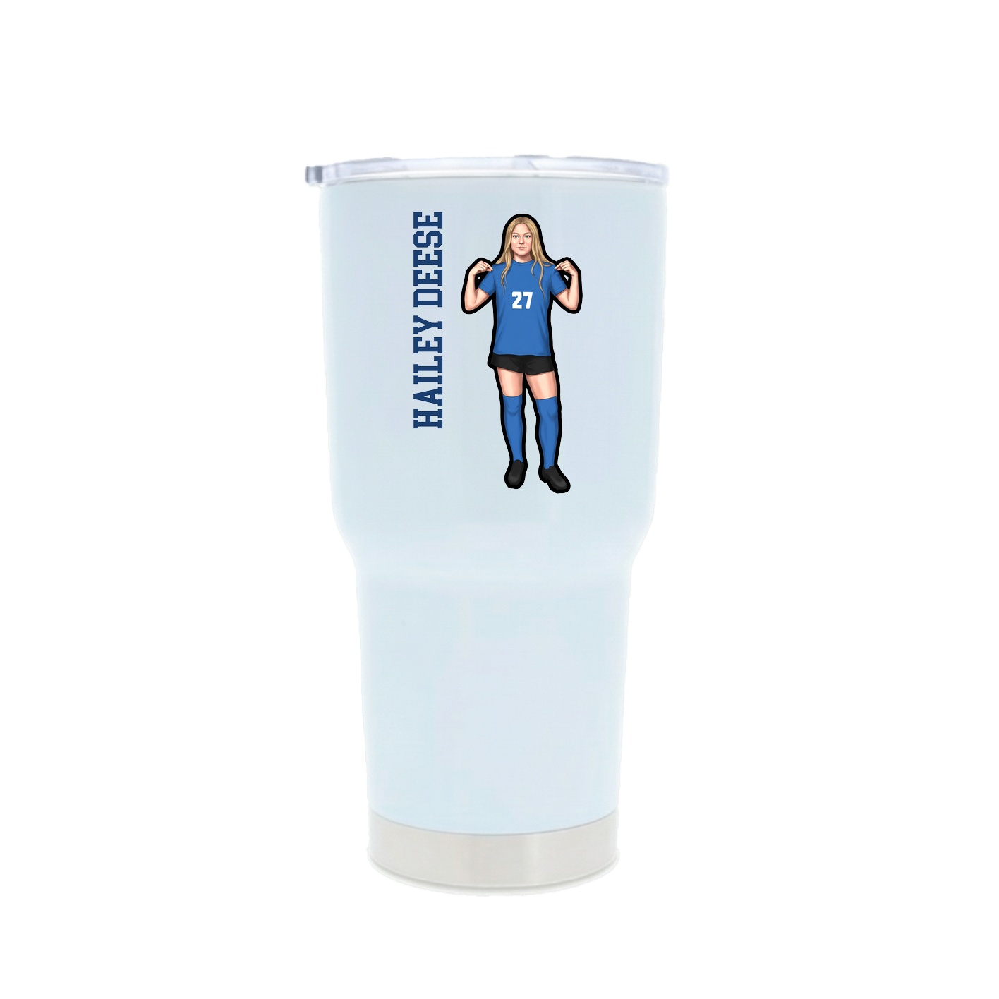 30oz Stainless Steel Tumbler — Name Vertical in White