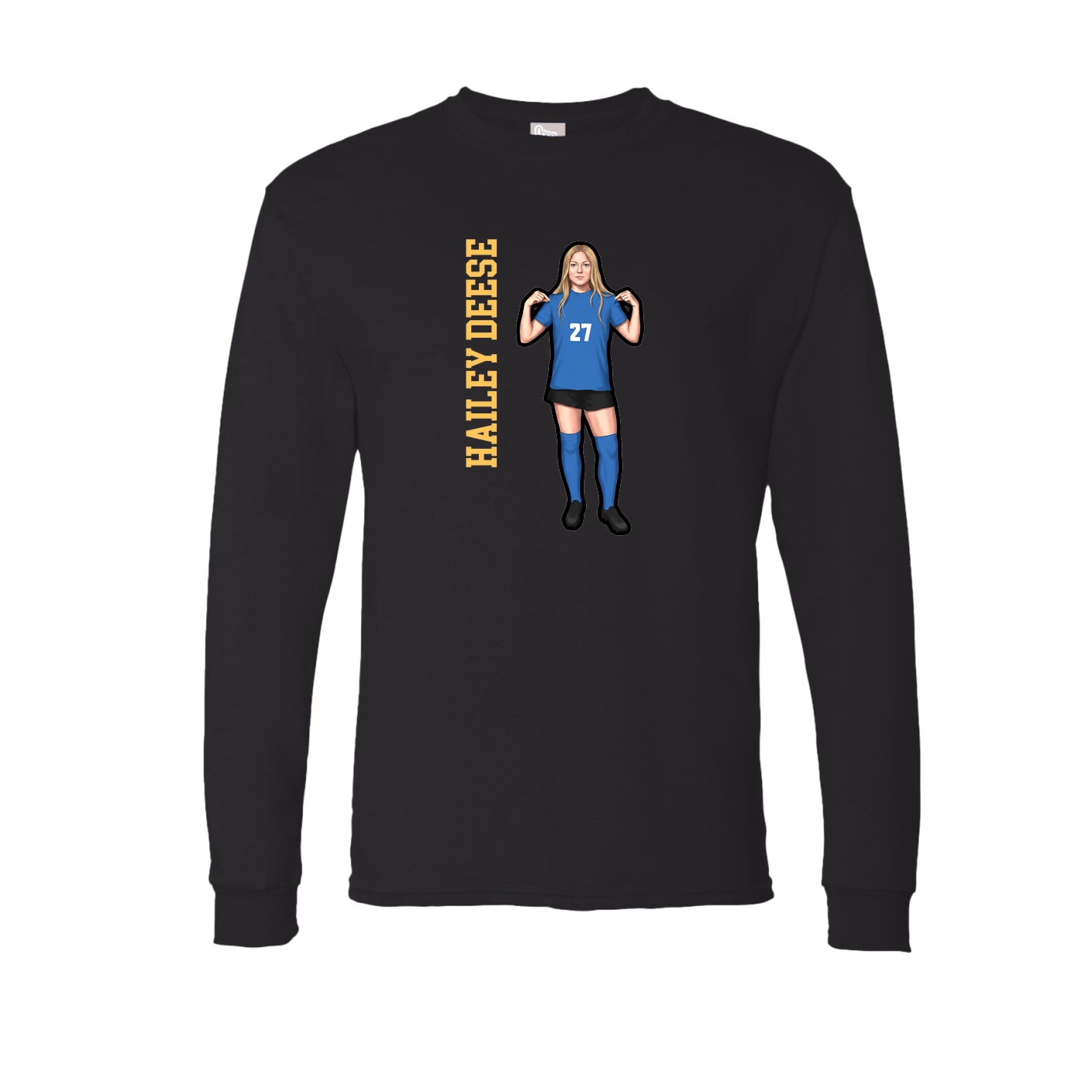 Long Sleeve Tee — Name Vertical in Black