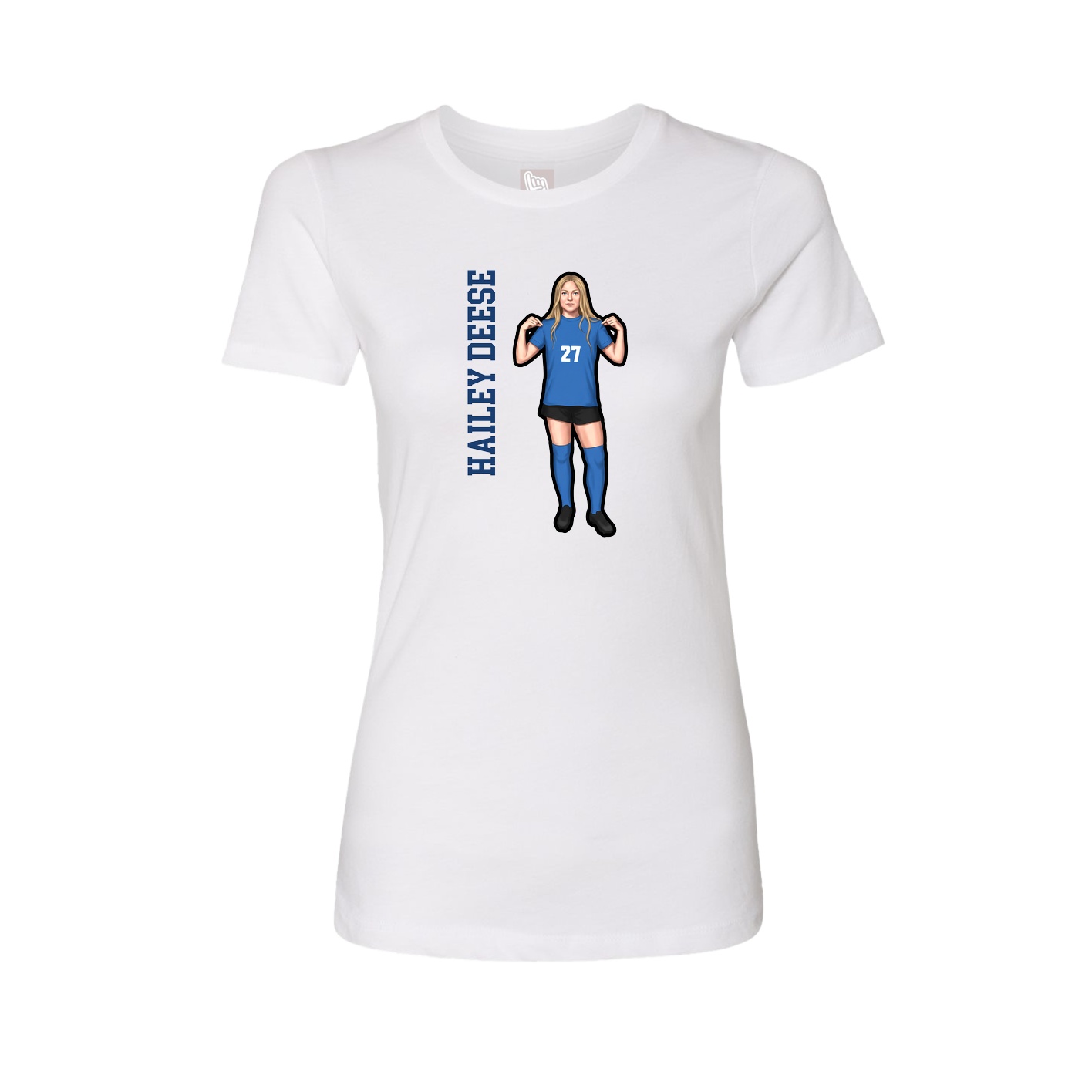 Fitted Women's Tee — Name Vertical in White