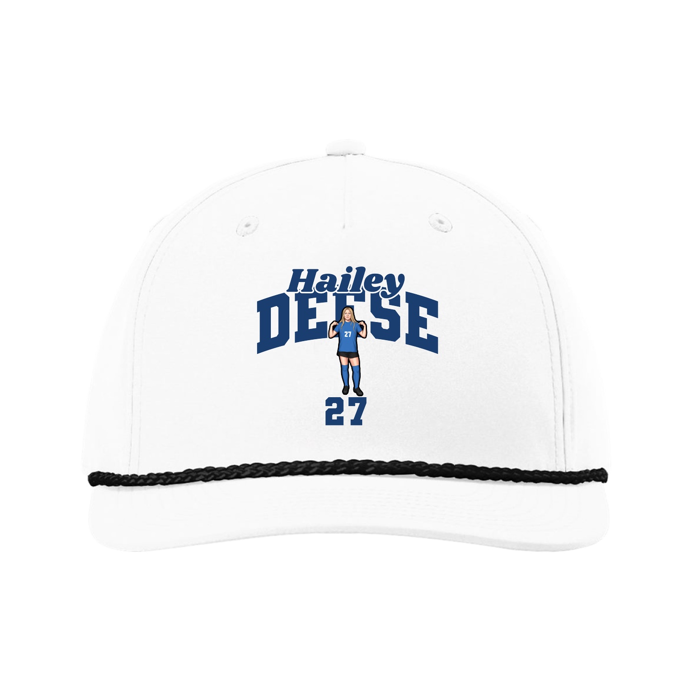 Five-Panel Classic Rope Cap — Signature Arch in White