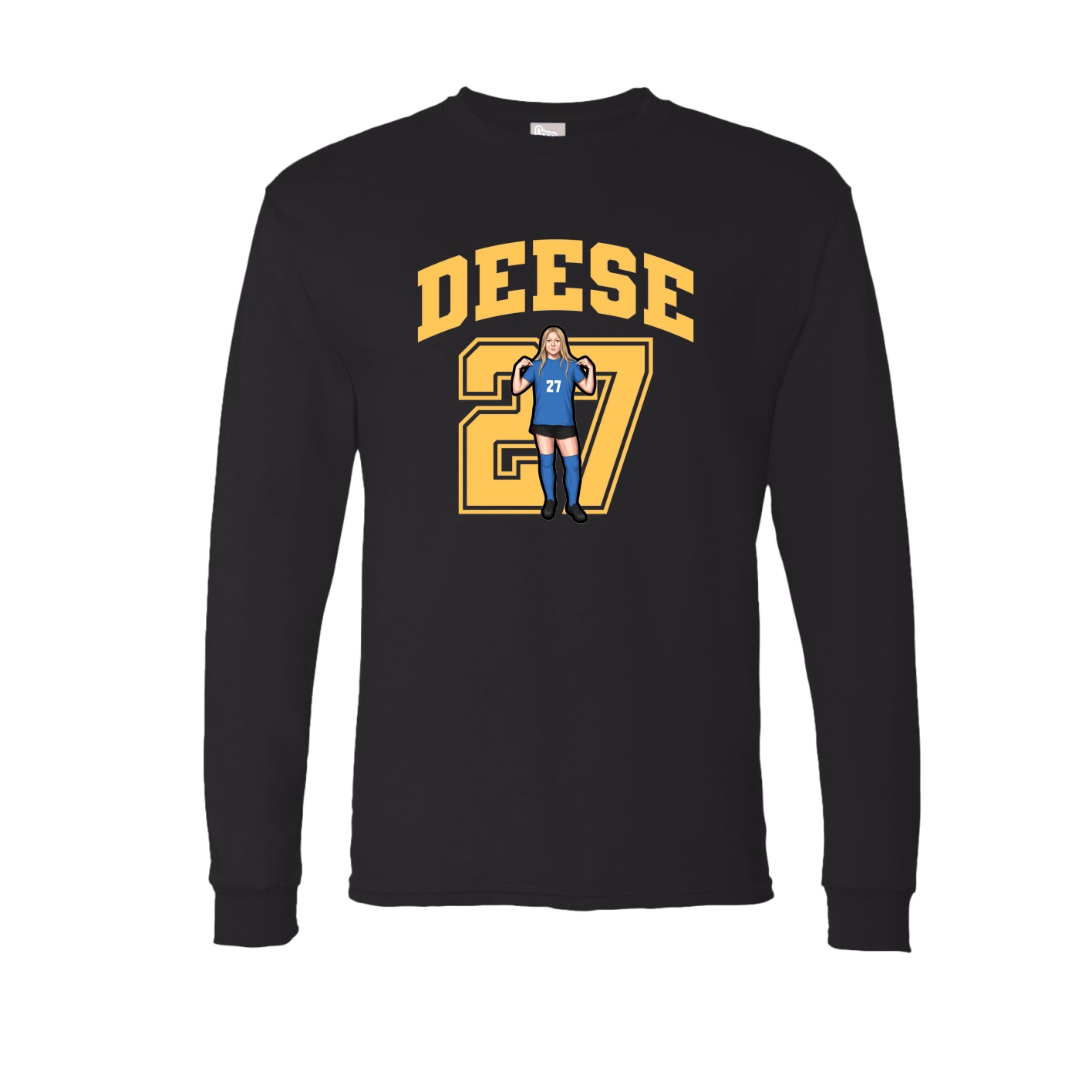 Long Sleeve Tee — Number in Black