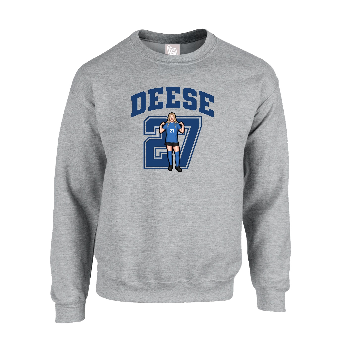 Fleece Crew — Number in Grey