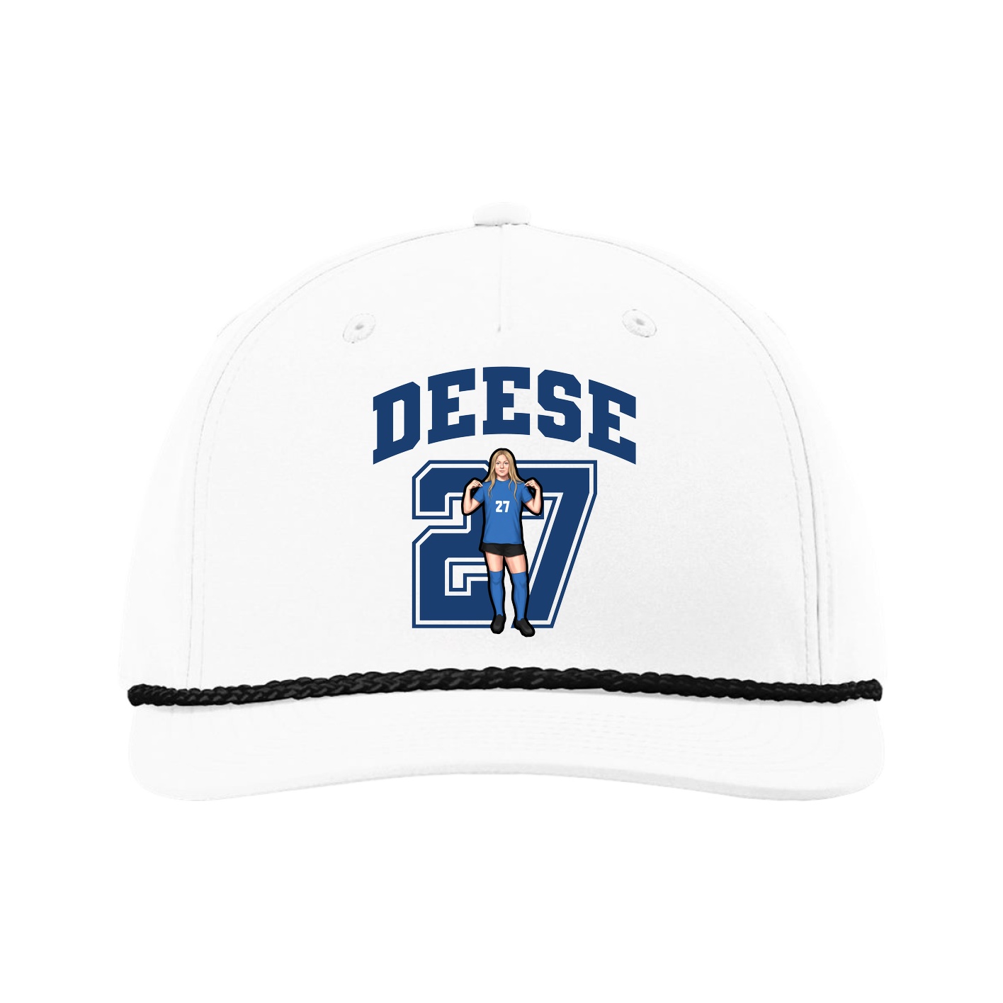 Five-Panel Classic Rope Cap — Number in White
