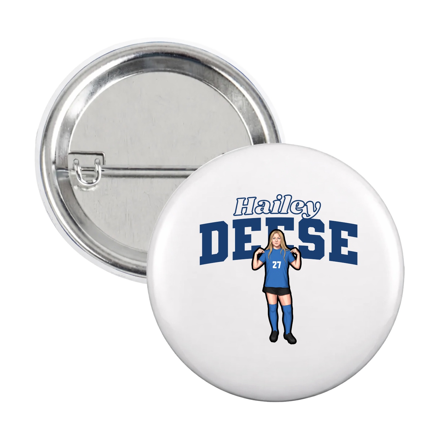 Game Day Button — Name Arch in White