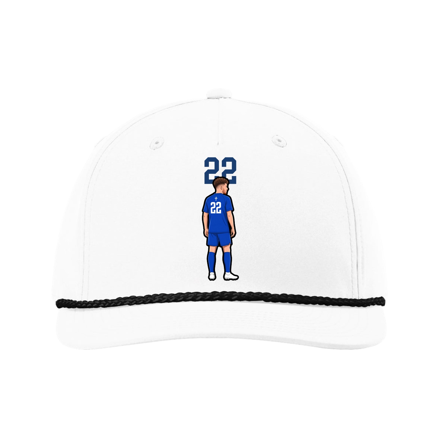 Five-Panel Classic Rope Cap — Number Top in White