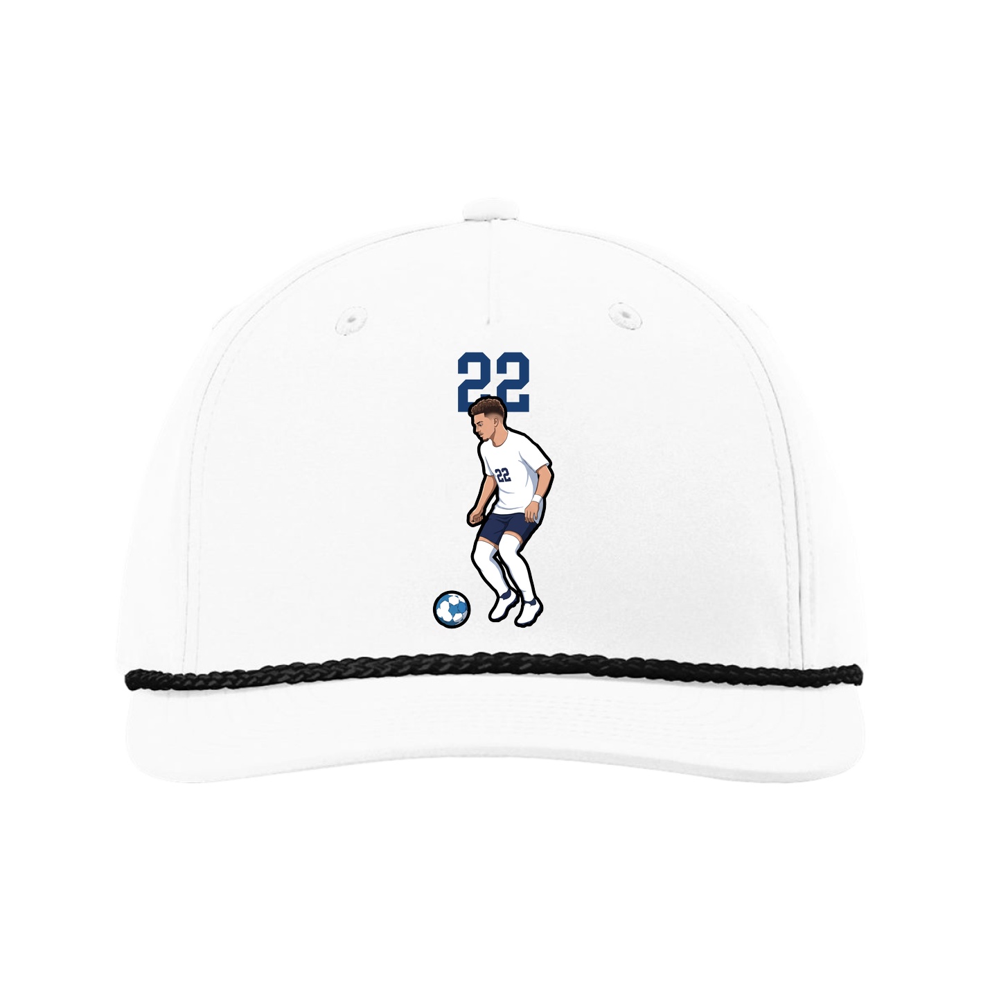 Five-Panel Classic Rope Cap — Number Top in White