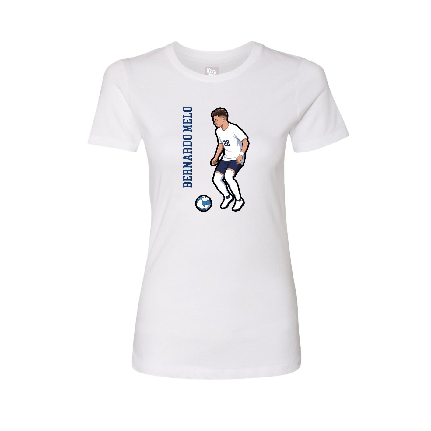 Fitted Women's Tee — Name Vertical in White