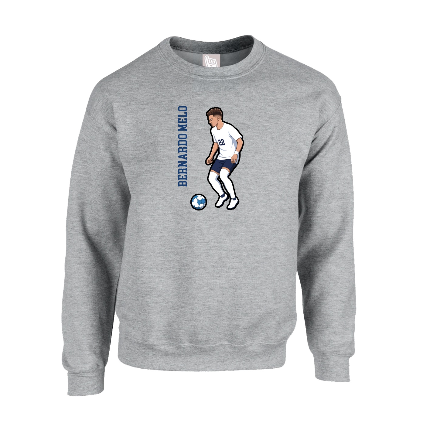 Fleece Crew — Name Vertical in Grey