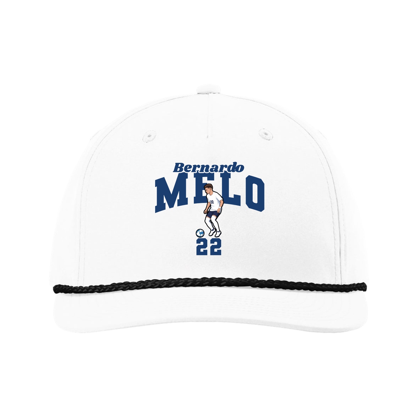 Five-Panel Classic Rope Cap — Signature Arch in White