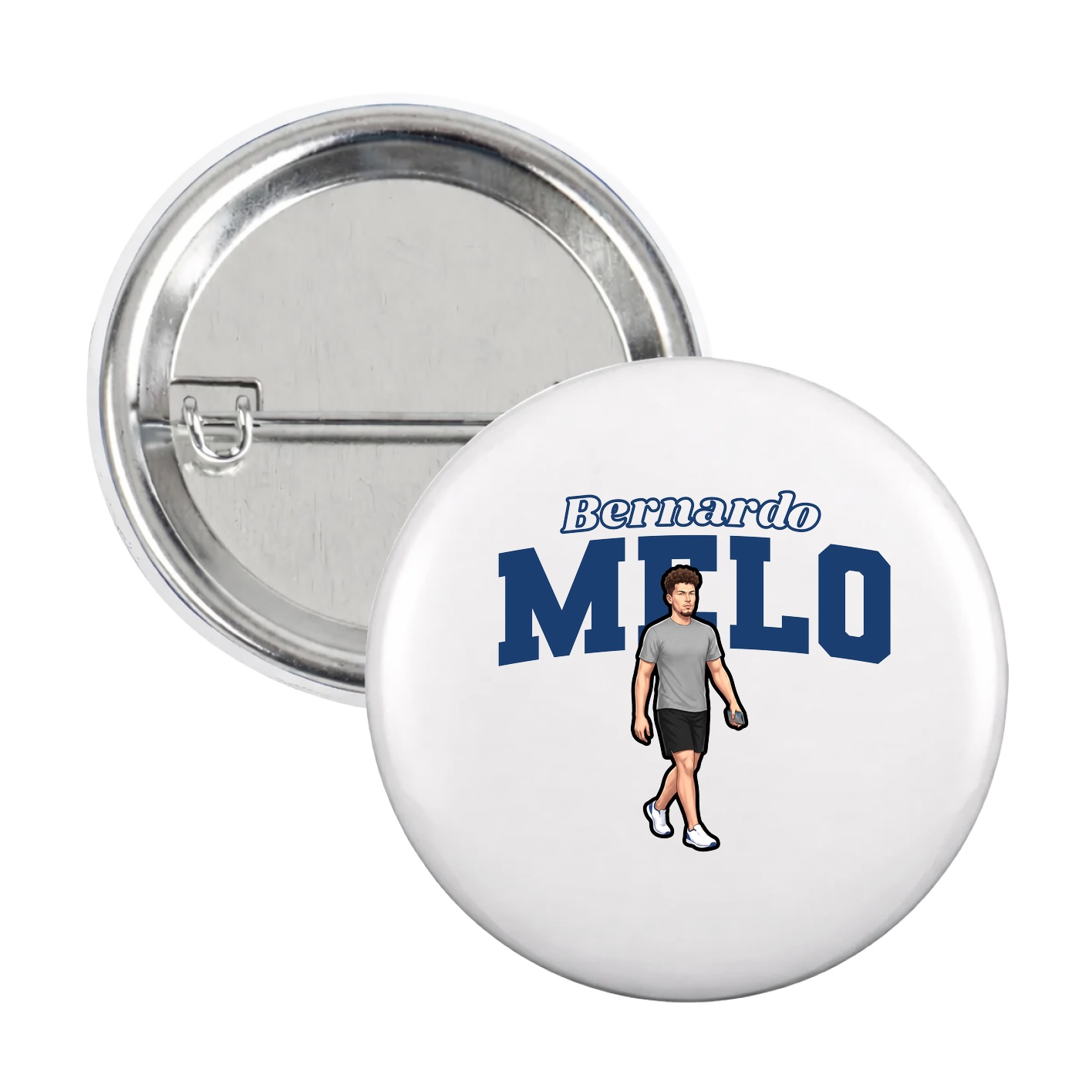 Game Day Button — Name Arch in White