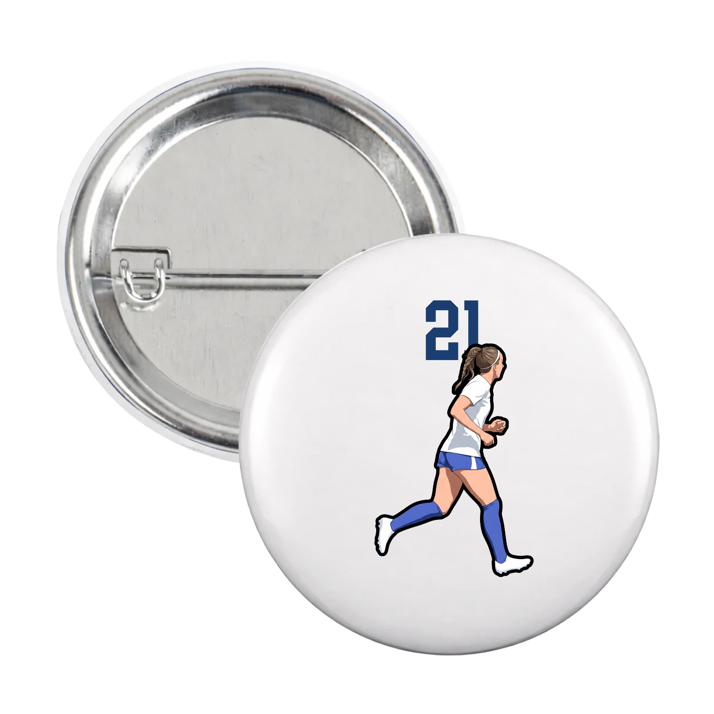 Game Day Button — Number Top in White