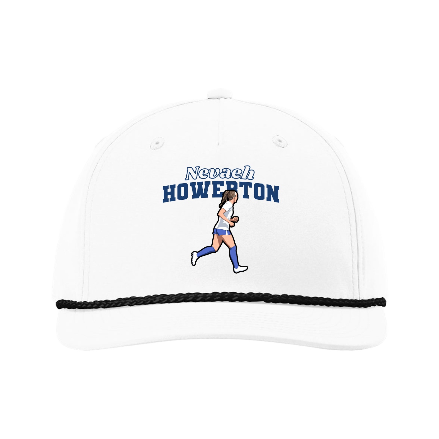 Five-Panel Classic Rope Cap — Name Arch in White