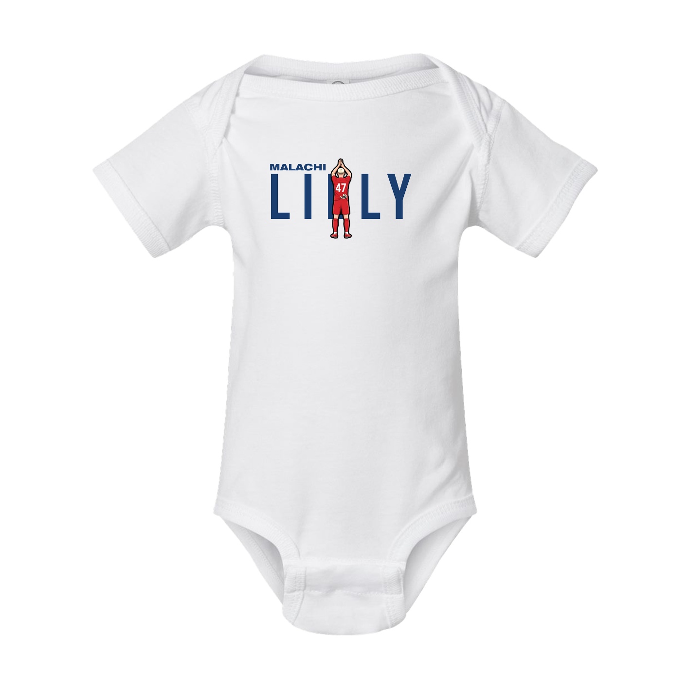 Baby Onesie — Player Name in White