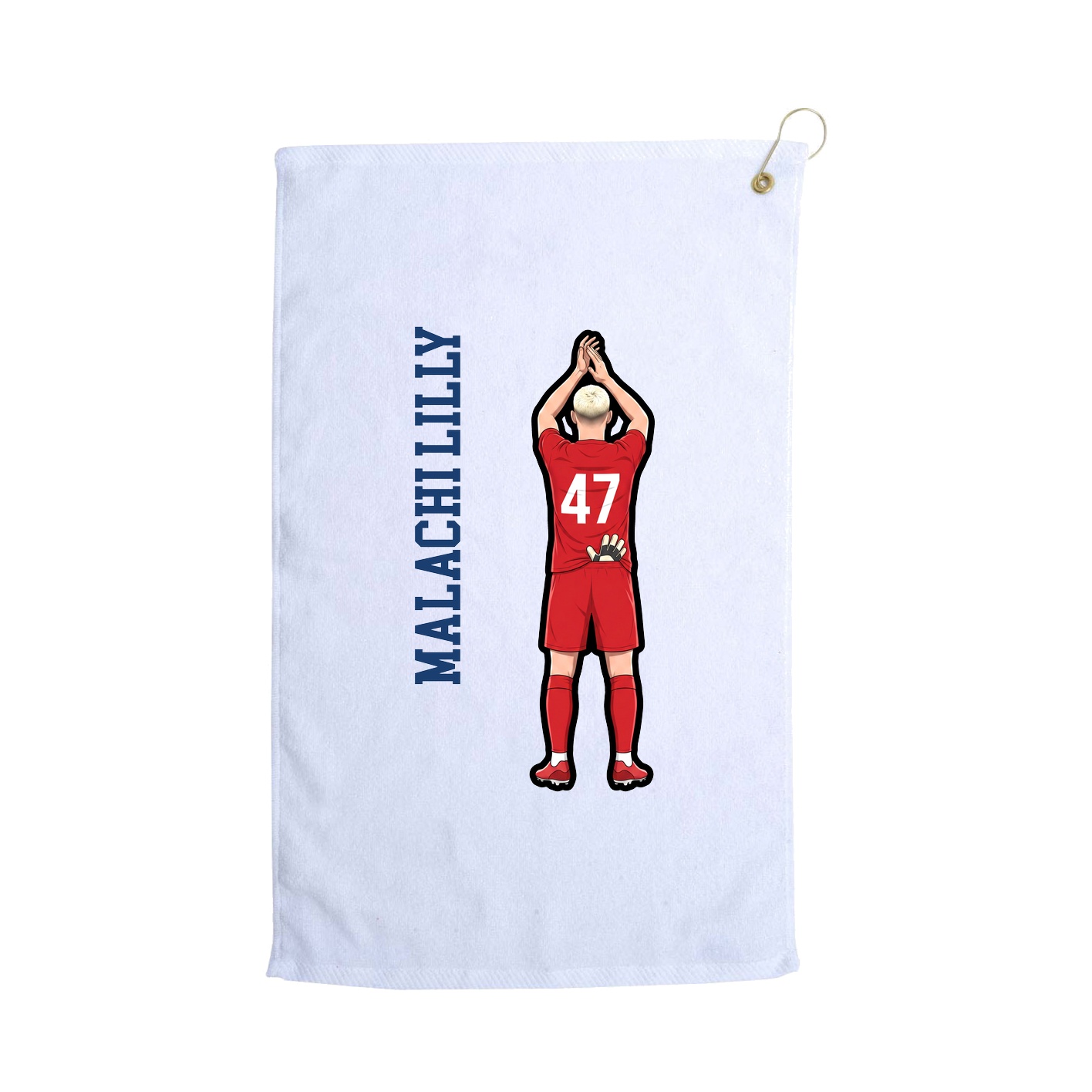 Golf Towel — Name Vertical in White