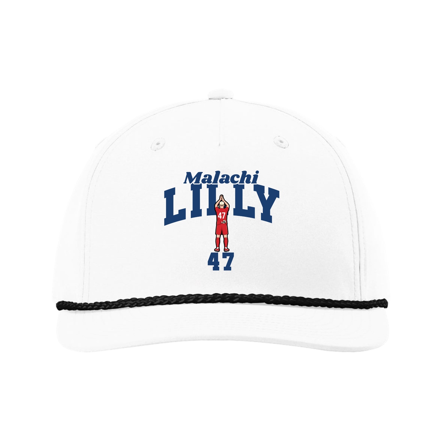 Five-Panel Classic Rope Cap — Signature Arch in White