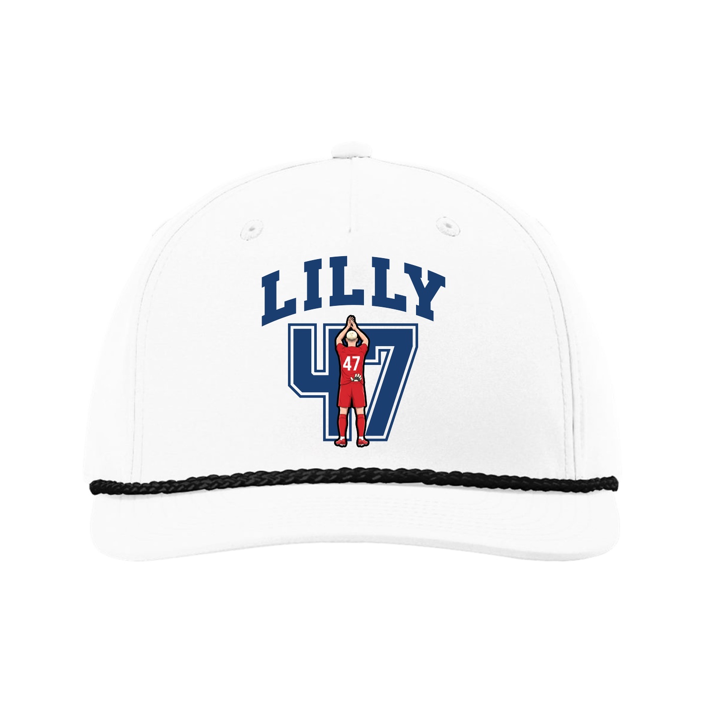 Five-Panel Classic Rope Cap — Number in White