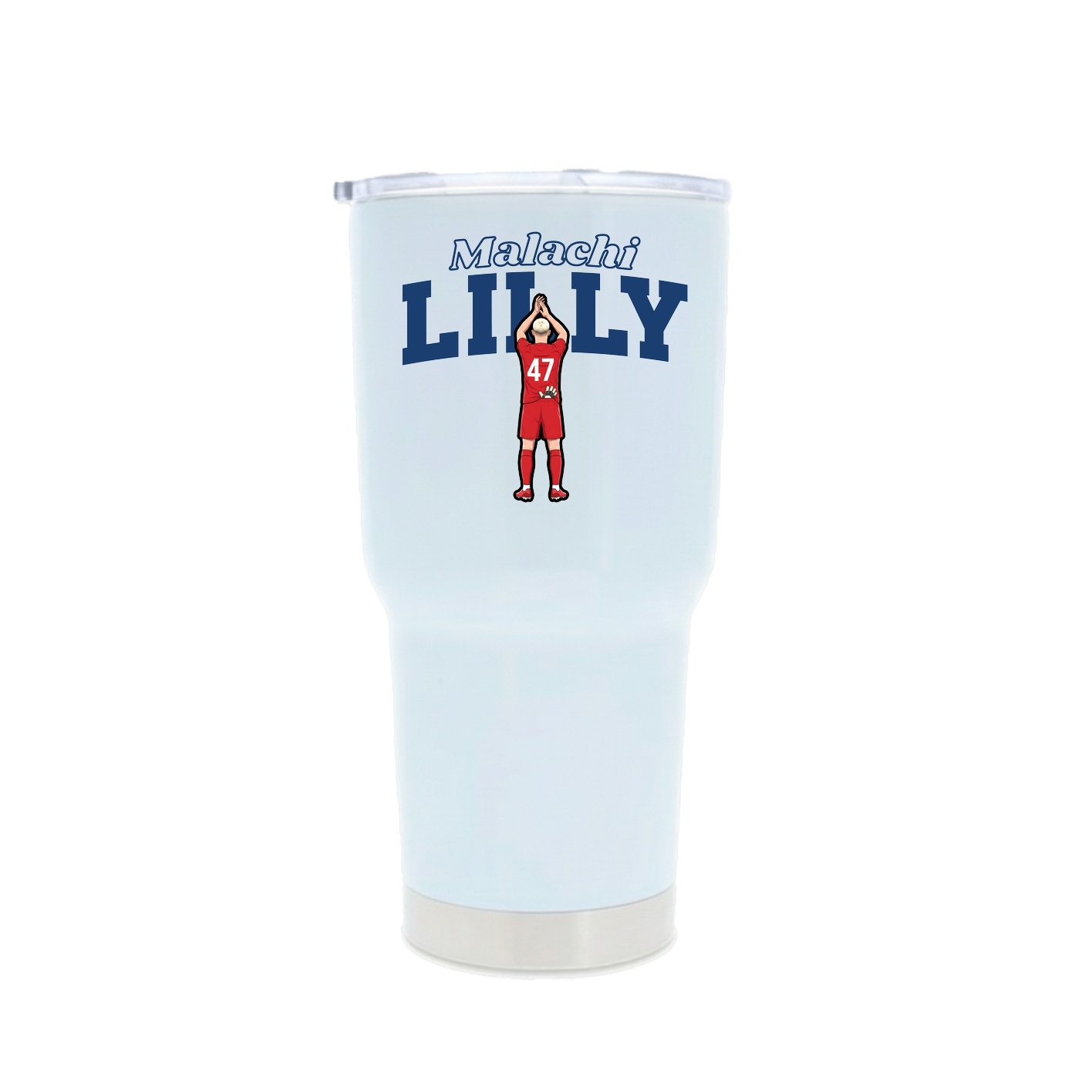 30oz Stainless Steel Tumbler — Name Arch in White