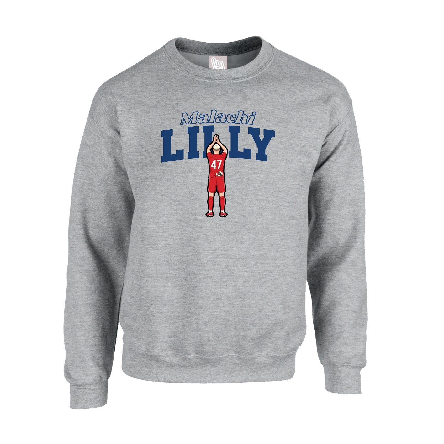 Fleece Crew — Name Arch in Grey