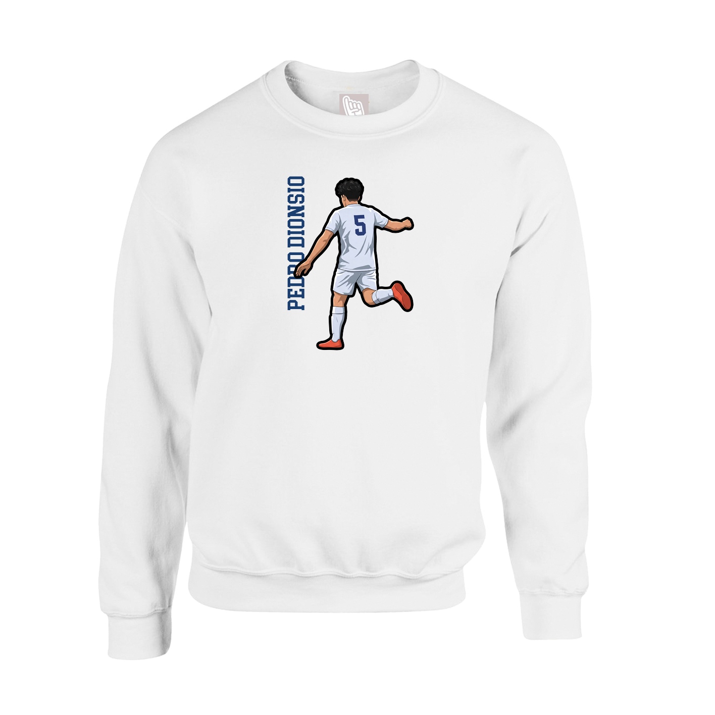 Fleece Crew — Name Vertical in White