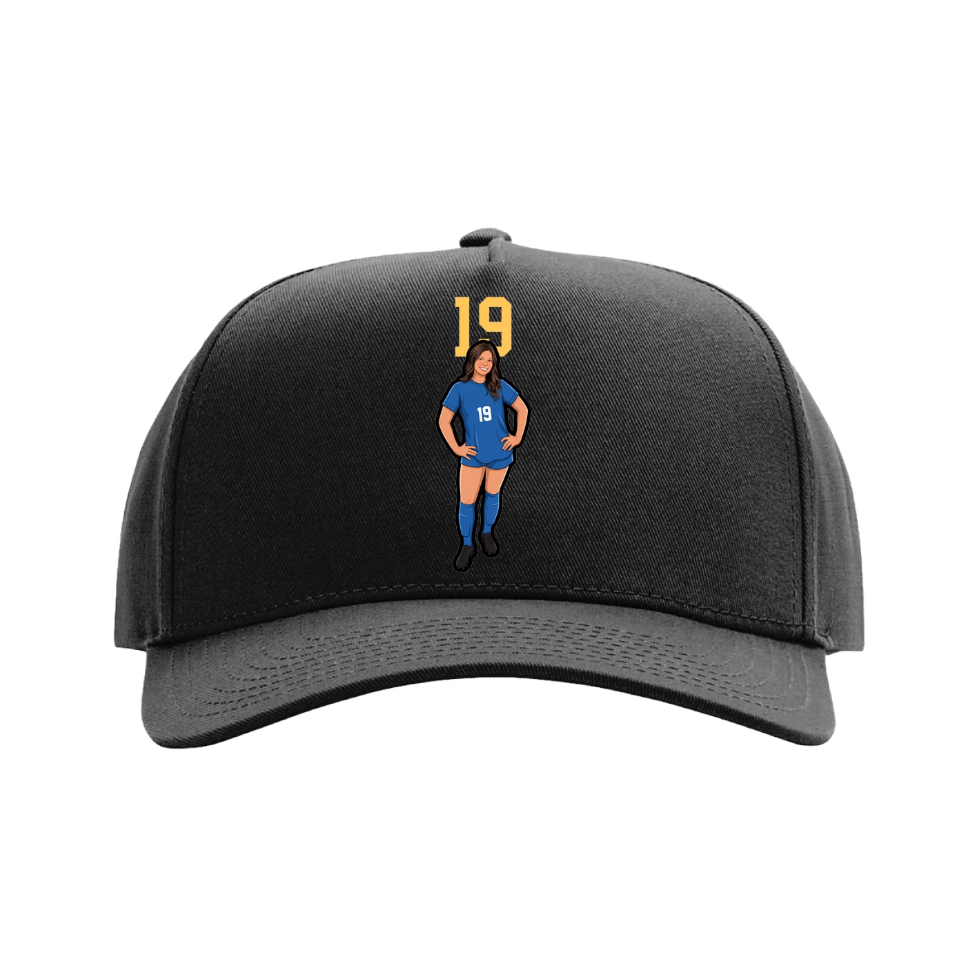 Full Fabric Five-Panel Champ Cap — Number Top in Black