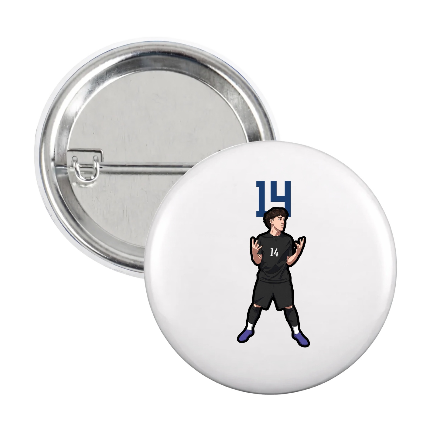 Game Day Button — Number Top in White