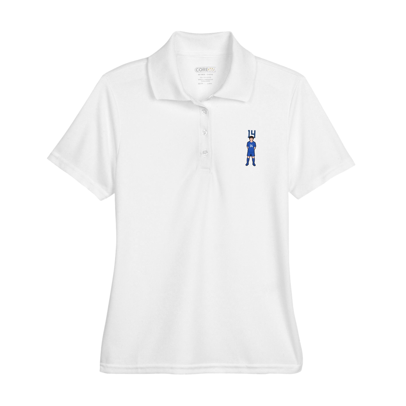 Womens Performance Polo — Number Top in White