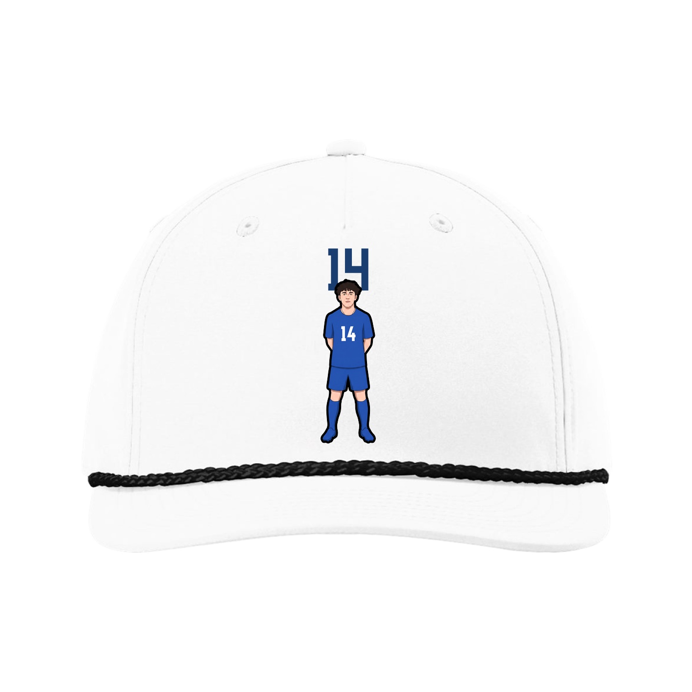 Five-Panel Classic Rope Cap — Number Top in White