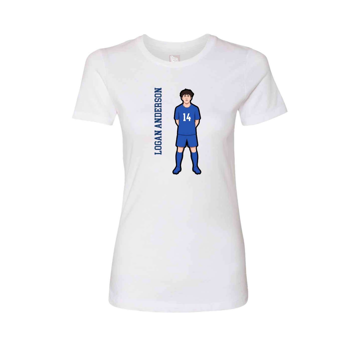 Womens Tee — Name Vertical in White