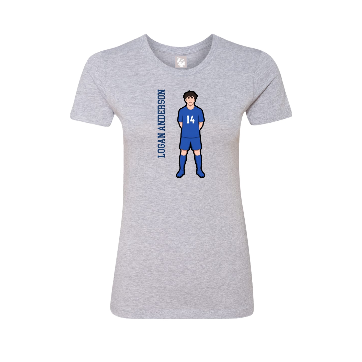 Fitted Women's Tee — Name Vertical in Grey